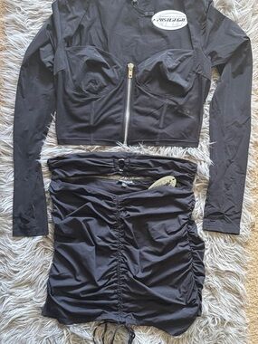 Poster Girl Black Ruched Mini Skirt SET